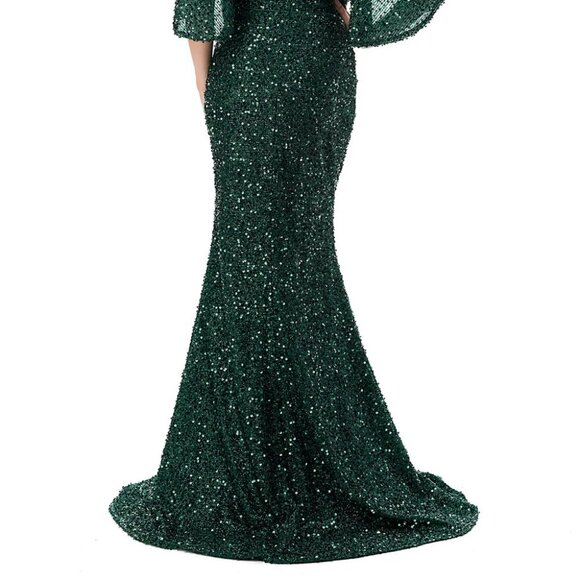 NEW LONG FORMAL SHEATH MOB DRESS EMBROIDERED W/ SPARKLING SEQUINS TC M2751T - Picture 8 of 8